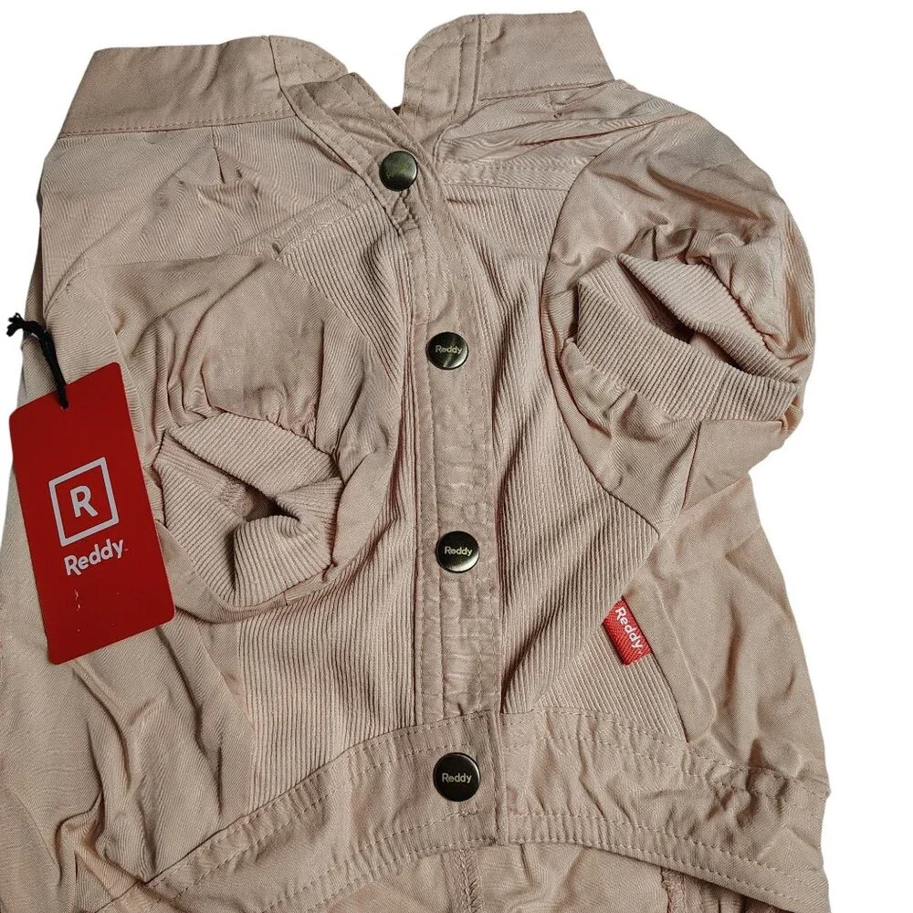 Reddy Size Large Beige Button-Up Dog Shirt With Collar And Short Sleeves